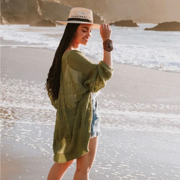 Olivia Boho Chic Knit Netted Granny Cardigan EUC - Picture 5 of 8